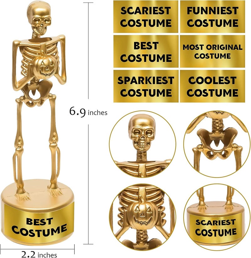 GMAOPHY 6 Pack Halloween Best Costume Skeleton Trophy, Halloween Skull Party Favor Prizes, Halloween Party Supplies Game Awards, Costume Contest Event Trophy, School Classroom Rewards for Kids Ages 8+ (A) - Image 2
